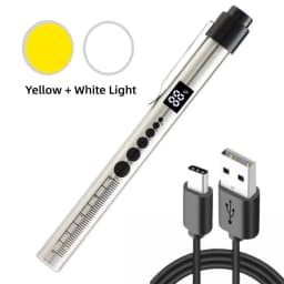 USB Rechargeable Portable Medical Penlight Emergency Flashlight Rechargeable 2 in 1 Pocket LED Pen Lights with Pupil Gauge