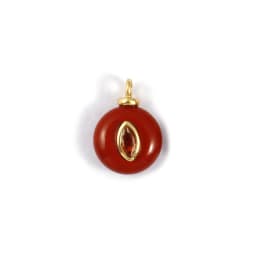 1 Piece Brass & Cubic Zirconia Natural Stone Geometric Charms 18K Gold Plated Olivary Round Pendant For DIY Necklace Making