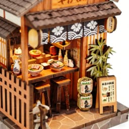 Book Nook Kit DIY Doll House with LED Light Bookshelf Insert Amazing Gift for Friend Ramen Shop Japanese Style