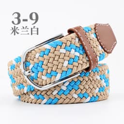 3.3x107cm Solid Color Elastic Braided Belt Casual Men's Women's Belt Stretch Canvas Pin Buckle Waistband