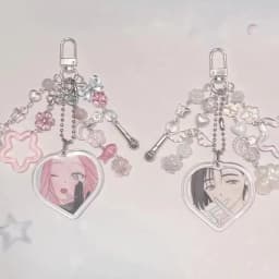 Acrylic Key Chain For Q-Version Heart Ornaments Alien Stage Same Style Mizi And Sua Keychains Accessory Christmas Gifts