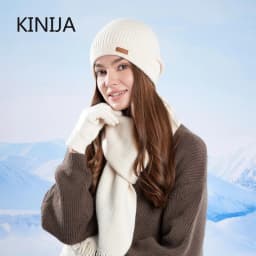 3 Pcs Sets Winter Women Plush Knitted Cold Hat Warm Woolen Head Cap Scarf Gloves Hats Outdoor Ear Windproof Beanies Cap