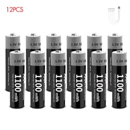 Kuugro 1.5V AAA USB Li-ion Rechargeable Battery Aaa 1.5V 1100mWh Lithium Batteries with 4-in-1 Cable for Toys Camera Flashlight