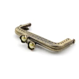 10pcs 8.5cm Lotus Head Beads Bronze Flat Edges Square Metal Purse Frame Handle for Clutch Bag Accessories Making Kiss Clasp