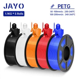 JAYO 5Rolls PETG Filament 1.75MM 1.1KG/Roll 3D Printer Filament PETG High Toughness for FDM 3D Printing Material