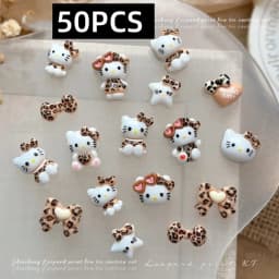 70/50Pcs Hello Kitty Cat Nail Charms Cute Mix Color 3D Heart and Bowtie Nail Art Accessories for a Stylish and Adorable Manicure