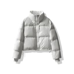 Women's Short PU Leather down Jacket Thickened Bread Style Zipper Closure Korean Style Straight Cut Cotton Inner Winter Coat