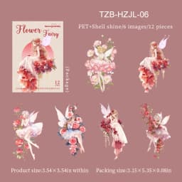 JIANWU Vintage Flower Elf Character Landscape Material Collage Scrapbooking PET Sticker Creative DIY Journal Stationery