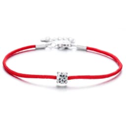 925 Sterling Silver 0.5ct D VVS Moissanite Red Rope Bracelet with for Women Fine Jewelry Wedding Engagement Party Christmas Gift