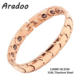 Titanium Steel Hematite Therapy Bracelets Arrow Design Men's Magnetic Link Bracelet