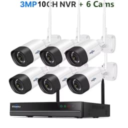 Hiseeu 5MP Wifi Surveillance Camera System Color Night Vision P2P Wireless Street Security CCTV Camera Kit 10CH Wireless NVR Set