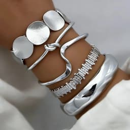 Retro Boho Minimalist Bracelets Set For Women Luxury Exaggerated Geometric Design Wide Metal Bangles Daily Wear Jewelry Gift New