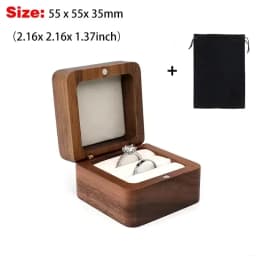 Personalized Natural Wood Ring Box Jewelry Ring Proposal Engagement Wedding Organizer Golden Marriage Lover Anniversary Gift