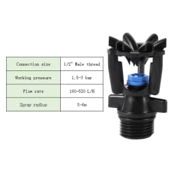 1/2" Male Thread Rotating Sprinklers Irrigation Water Spray Sprinkler Lawn 360° Rotary Watering Nozzles garden watering system