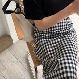 High Waist Plaid Split Midi Skirt Women's Cotton Linen Wrap around Skirt Korean Sle Commute One Step Skirt