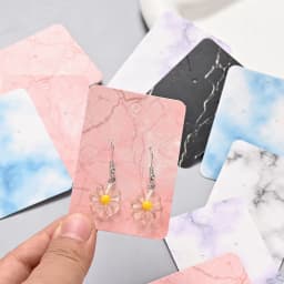 200pcs Earring Display Card Set Marble Design Paper Card Tags with Transparent OPP Bag Suitable for Earrings Jewelry Storage