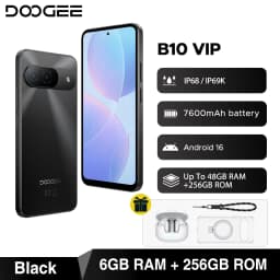 Global Version DOOGEE B10 Smartphone Android 16 7600mAh Battery 6GB 256GB 6.6'' Display 64MP AI Camera IP68 / IP69K Mobile Phone