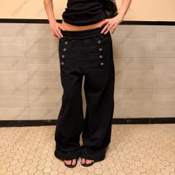 Women Y2K Button Wide Leg Sweatpants Elastic High Waist Loose Casual Trousers Streetwear Hip Hop Track Pants Alt Aesthetic Pants