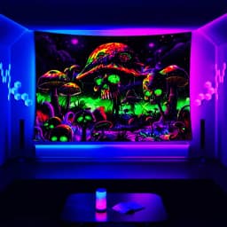 VIKAMA Psychedelic Skull Mushroom Tapestry Gradient Music Party Room Psychedelic Theme Unique Living Room Decor