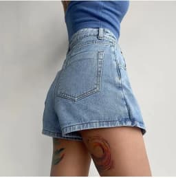 Chic Asymmetrical Hem Denim Skort for Women High Waist Button Fly Jean Skorts with Split Side & Pockets Shorts Skirts Harajuku
