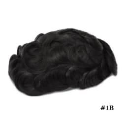 Men Toupee Full PU 0.12-0.14cm ISKIN With Knots Men's Capillary Prosthesis Real Indian Human Hair Wig Wave Straight Hairpiece