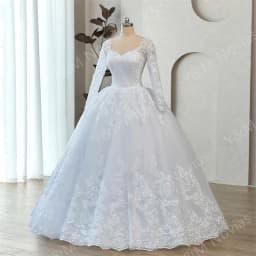 Real Photo 2027 New Bead Crystal White Long Sleeve Lace Bottom Vintage Wedding Dresses For Brides Plus Size Maxi Beautiful Dress