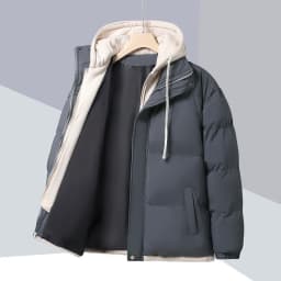 Winter Men Windproof Parkas Fake Two Piece Thick Cold Resistant Cotton Coat Fashion Korean Simple Design Trendy Versatile Jacket