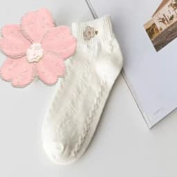 Cotton Women's Socks Frilly Ruffle Socks Spring Summer Casual Ankle Short Boat Socks Loose Knitting Solid Color Mid Tube Sock