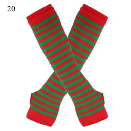 New Long Glove Arm Cover Classic Pink Black and White Striped Fingerless Elbow Gloves Warmer Knitted Wristband