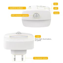 Motion Sensor LED Night Light 3 Color Temperature Plug in PIR Human Induction Lamp Bedroom WC Hallway Stair Emergency Lamp