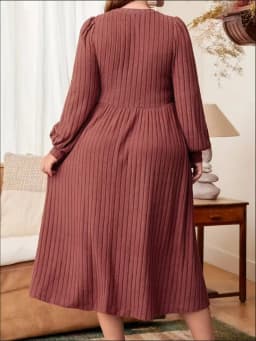 Plus Size Women's Autumn Winter Dresses Casual Solid Color O-Neck Long Sleeve Maxi Dress 5XL Big Sizes Women's Rib Knitted Dress