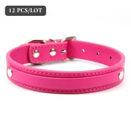 12 PCS Wholesale Plain PU Leather DIY Name ID Dog Collar Custom Letters Charms Puppy Cat Neck Strap Collars for Small Medium Dog