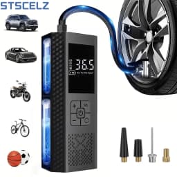 Portable Tire Inflator 150PSI, 3X Faster Wireless Air Pump, Digital Display, LED Light, USB Charging for Car, Moto, Bike, Ball
