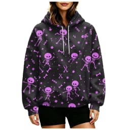 Women Fall And Winter Hoodie With Pet Pouch Oversized Pocket Colorful Halloween Print Sweatshirt Women Sweater Zipper Pockets