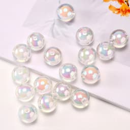 16MM 10 Pieces/Bag Style Random Acrylic Plated Colored Beads, Round Inner Color DIY Straight Hole Handmade Bracelet, Beaded Loos