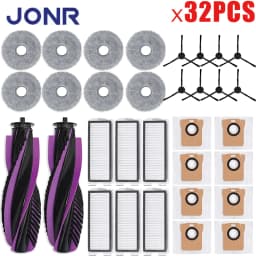 Spare Parts For JONR P20 PRO/T5 Pro Robot Vacuum Cleaner, Main Side Brush Hepa Filter Mop Cloth Mop Pad Dust Bag Replacement