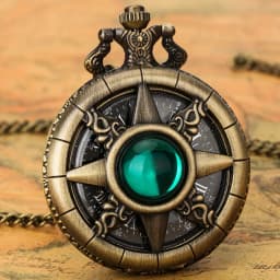 Y2K Cartoon Anime Round Pointer Quartz Watch Vintage Rhinestone Cosplay Necklace Chain Watch For Women Men Collector Gift