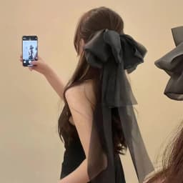 Ethereal Large Bow Hair Clip with Long Ribbon Tails Spring Clip for Back of Head Elegant Women's Hair Accessory Fairy Core