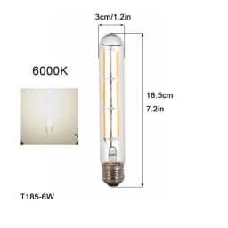 100-240V 6000K LED Filament Light Bulb 110V 120V 6500K Tubular Edison Bulbs T10 T185 T225 T30 T300 Long Tube 4W 6W 8W LED Bulb