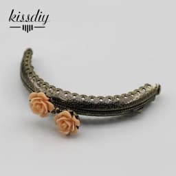 KISSDIY 10pcs 8.5CM Rose Head Pattern Purse Frame Antique Bronze Semi-Circle Shape Bag Kiss Clasp Lace Metal DIY Bag Accessories