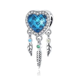 Boutique Unique 925 Sterling Silver Stars & Moon Dream Catcher Dreamy Blue Dangle Charm Fit Original Bracelet Fashion Jewelry