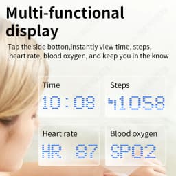 Call ID Reminder Smart Ring Display Screen Touch,Tasbih Counter,Health Manager,5ATM Waterproof Multiple Sport Mode MenWomen HT30