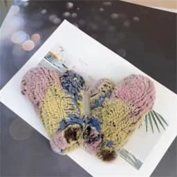 Women's Winter Real Rex Rabbit Fur Gloves Warm Thick Ladies Fur Mittens Elastic Girls Ski Glove Mitts Elastic Soft With String