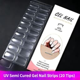 16/20/22Tips Semi-Cured Gel Nail Patch Adhesive Sliders Long Lasting Full Gel Nail Stickers DIY Manicure Harden In UV Lamp Need