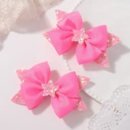 RAINBOW BOWS 2Pcs 4.33inch Star Glitter Bow Hair Clips for Girls Boutique Ribbon Dovetail Bow Barrette Headwear Hair Accessories