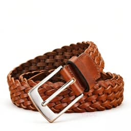 3.4cm Width Brown Real Cowhide Braided Belt Casual Needle Buckle Head Layer Hollow Hand Woven Fashionable Personalized Trouser
