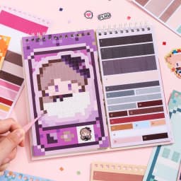 36 Sheets Pixel Bead Sticker Book, Gaming Console Theme DIY Art Craft for Scrapbooking, Guitar, Phone Case, Notebook Decoration