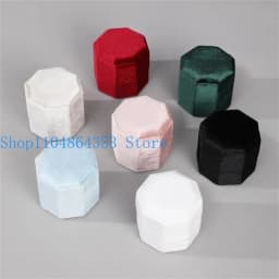 Octagonal Velvets Rings Box for Three Rings Soft Flannel Engagement Display Case Flannel Jewelry Organizers for Rings