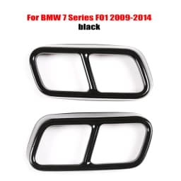 2Pcs Glossy Black Steel Car Exhaust Muffler Pipe Tip Cover Trim For BMW 7 Series F01 G11 G12 730 740 750li 2009-2022 Accessories