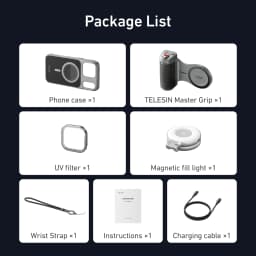 TELESIN Master Grip Set for iPhone17 Pro Pro Max Magnetic Phone Camera Hand Grip Holder 3200Mha Powerbank with Wireless Charging